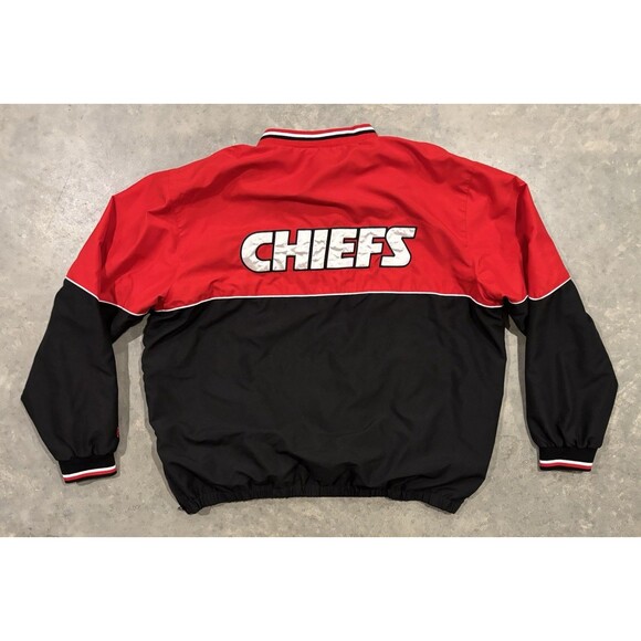 Vintage Kansas City Chiefs Lined Windbreaker Jacket Mens 2XL Red Black - Picture 2 of 9